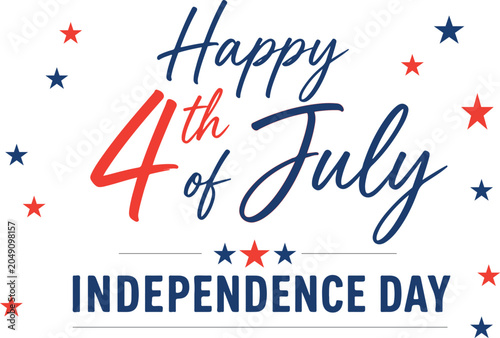 Happy 4th of july independence day celebration with red blue stars