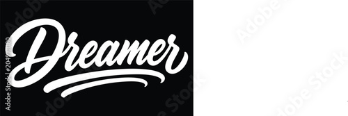 Tableau sur toile Dreamer hand lettered typography design white on black background