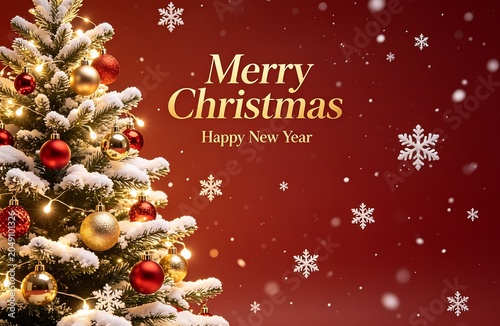 elegant 3D Merry Christmas and Happy New Year holiday background