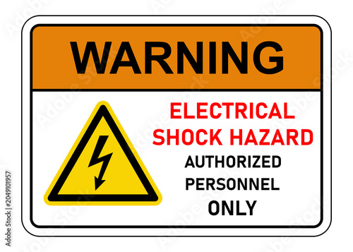 Bild auf Leinwand PNG Warning Electrical Shock Hazard - Authorized Personnel Only Danger Sign (1