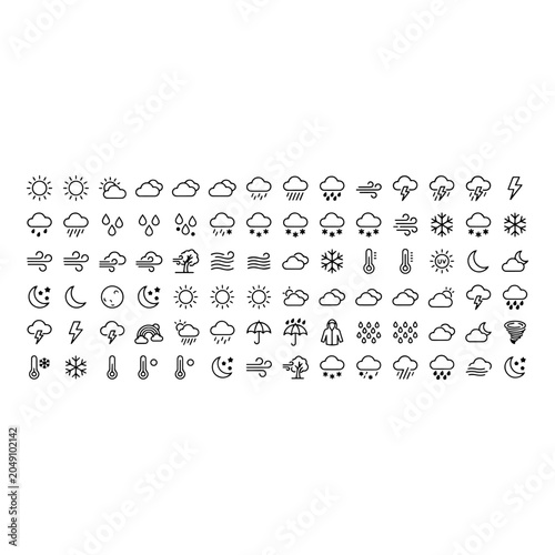 Billede på lærred Collection of weather forecast icons and climate symbols with forecast meteorolo