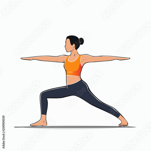 Woman Performing Warrior II Yoga Pose