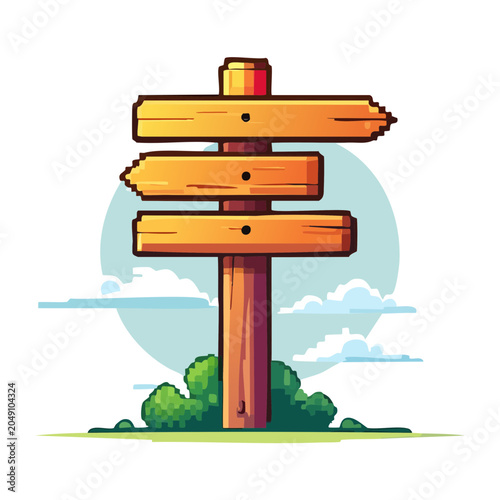 Wooden signpost with blank arrows pointing in different directions