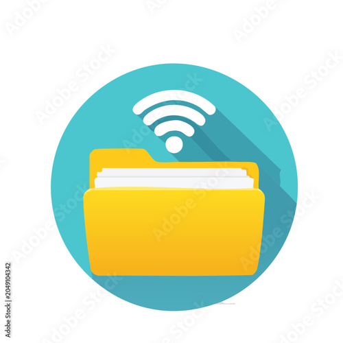 Yellow folder with Wi-Fi signal icon