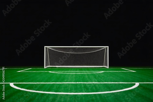 Soccer goal on green field