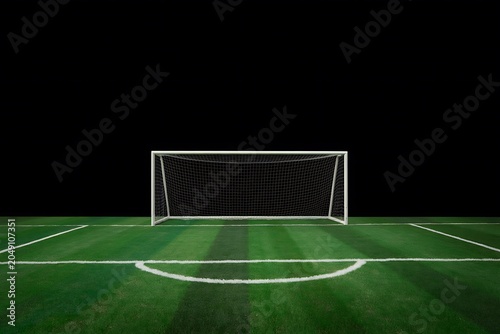 Soccer goal on green field
