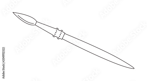 Fotografie Paint brush with wooden handle and metal ferrule, simple hand drawn doodle outli