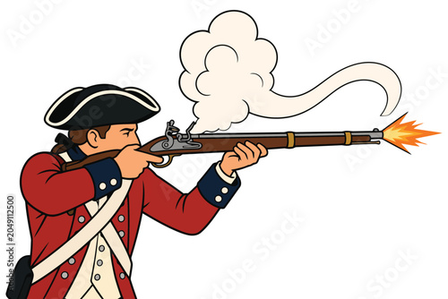 Fotografia Historical soldier firing musket in battle pose
