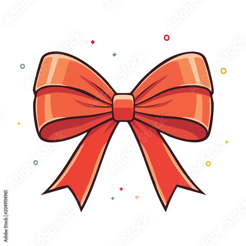 Red bow with confetti