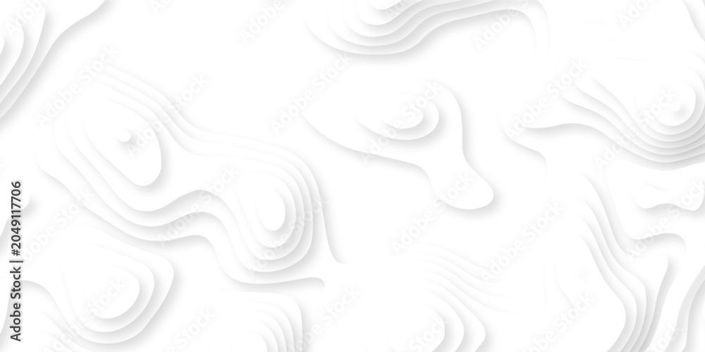 Fototapeta premium Vector lines seamless pattern sea map topography design. White wave paper curved reliefs Contour maps. Discovery topographic texture backdrop landscape earth style trail map geography design. 