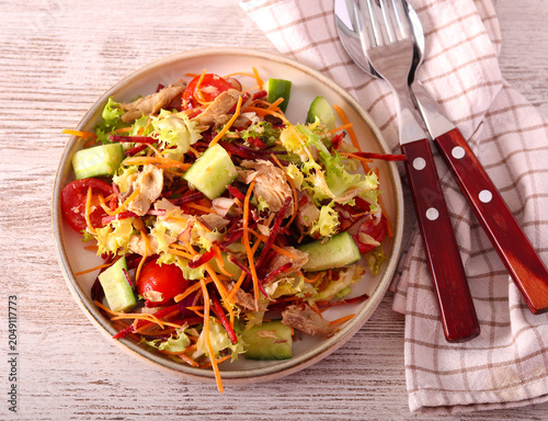vegetable vitamin salad with mackerel