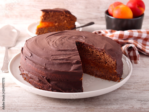 Chocolate cake with apricot filling