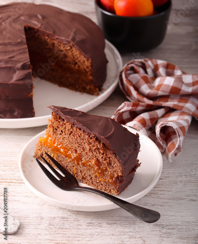 Chocolate cake with apricot filling