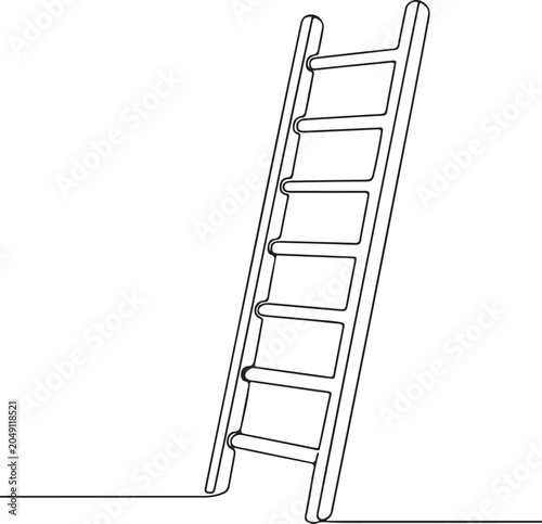 Ladder Line Drawing Illustration For Construction Equipment Tool Outline Art And Industrial Design