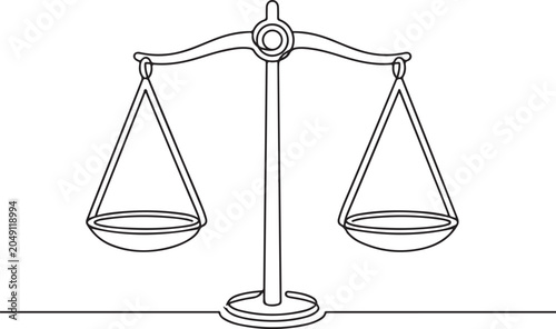 Line Drawing Of Weight Scales Measuring Equipment Balance Tool Health Fitness Illustration