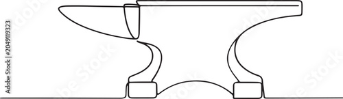 Industrial Anvil Line Drawing Illustration For Blacksmith Workshop Tool Outline Art Design Concept