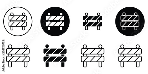 Bild auf Leinwand Roadblock Icon Flat Vector Black and White Design for Traffic Barrier Signage, T