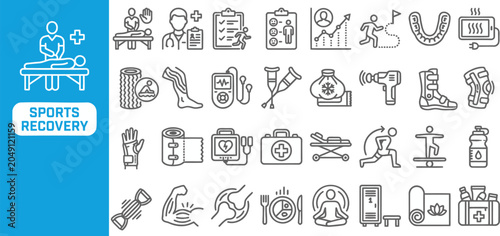Canvastavla Athletic Rehabilitation Physio outline icon set