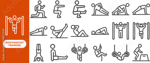 Fotografie Home Workout Exercise Routine outline icon set