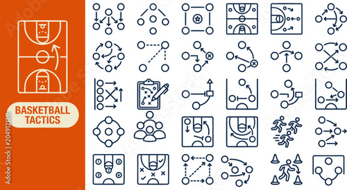Foto Basketball Strategy Formation outline icon set