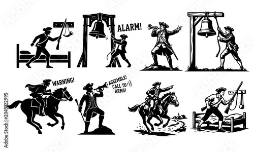 Quadro em tela Colonial Minuteman Silhouette Vector Asset Bundle - 1776 American Revolutionary