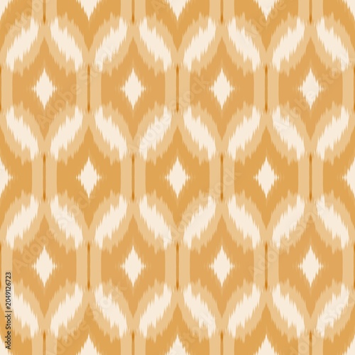 Boho Beige Ikat Pattern, Geometric Tribal Embroidery Seamless Background