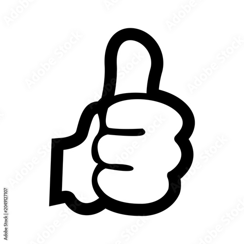 Thumbs up icon in flat vector style representing approval and positivity