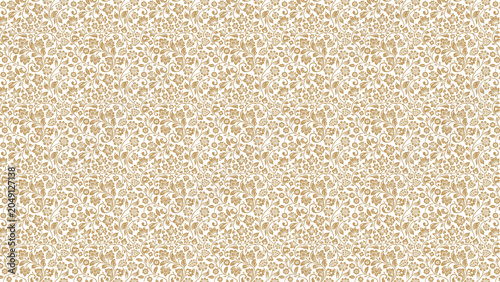 Golden tiny floral pattern background