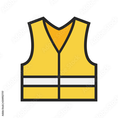Safety vest icon in flat vector style for construction and protection concepts