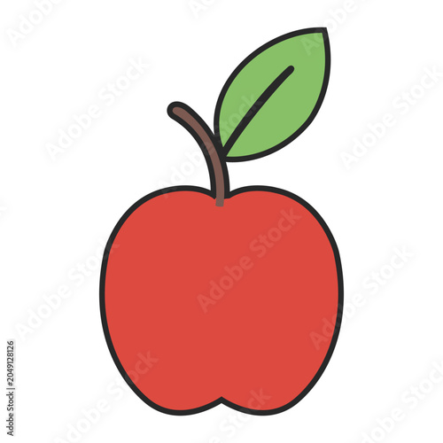 Red apple fruit icon in flat vector illustration style