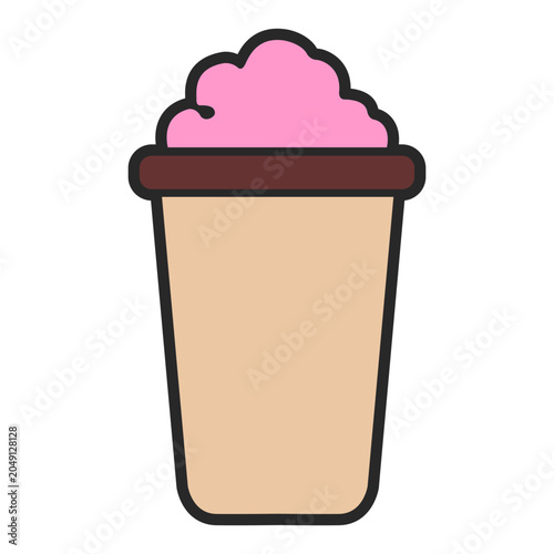 Pink cupcake icon in flat vector style isolated on white background.