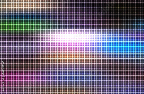 A vibrant abstract scene with glowing lights and colors on a grid