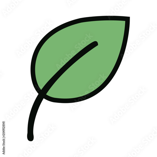 Green leaf icon in flat vector style representing nature and ecology