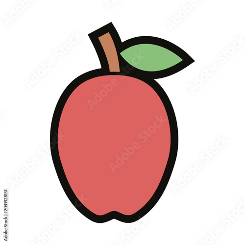Red apple icon in clean flat vector illustration style