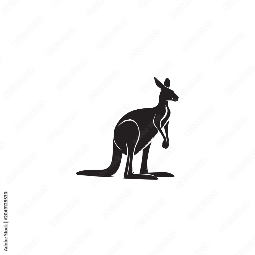 Fototapeta premium kangaroo silhouette, vector kangaroo, marsupial, Australian wildlife, outback animal, joey, pouch, 