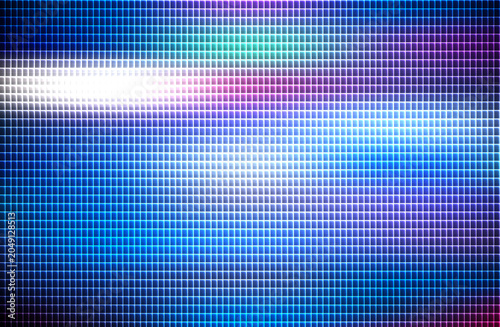 A vibrant abstract scene with glowing lights and colorful pixels on a screen