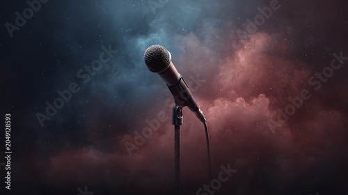 Professional AI-generated Microphone on Abstract Background