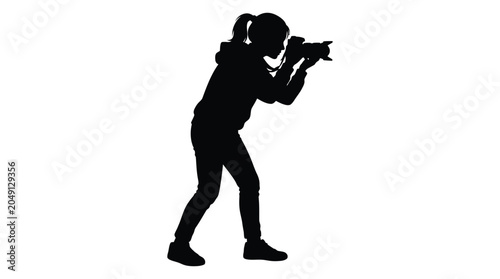 Fotografie Photographer with camera aiming full body black silhouette
