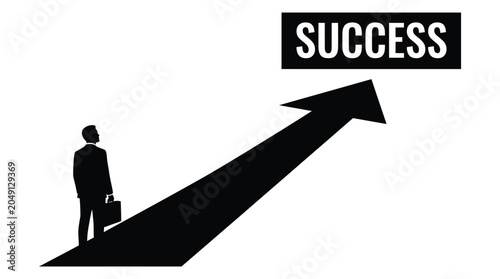 Photography Businessperson Climbing Arrow With Success Text Black Silhouette