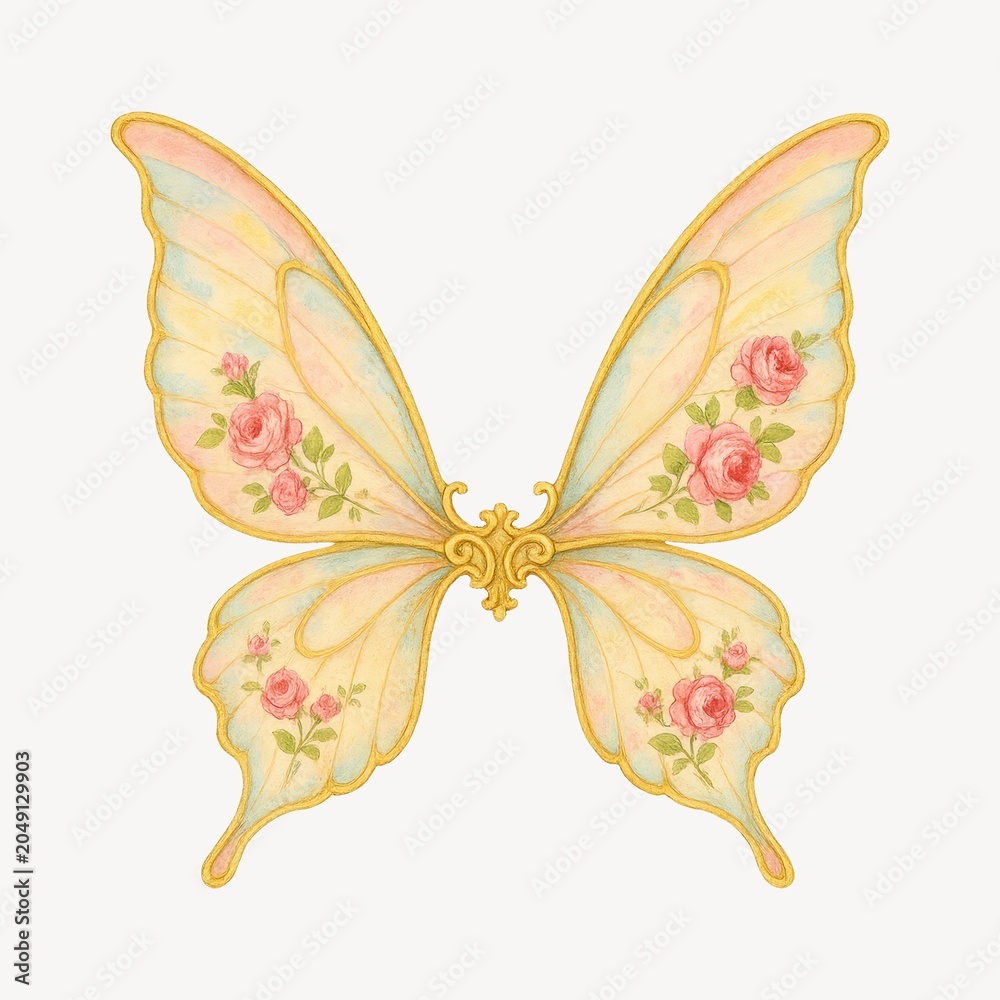 Obraz premium Elegant floral butterfly illustration