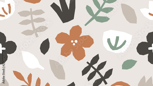 Abstract neutral botanical floral pattern