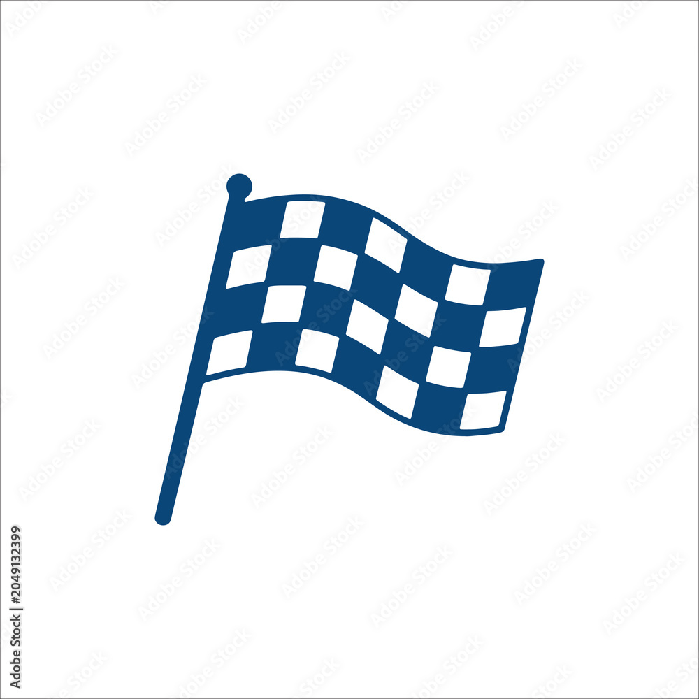 Obraz premium Racing Checkered Flag Finish Line Sport Vector Icon