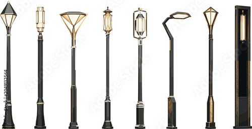 Foto Modern Decorative Street Light Collection Set with Luxury Outdoor Lamp Post Desi
