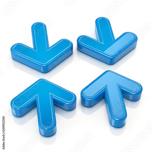 Four blue 3D arrows pointing towards a central focal point.