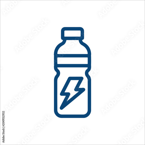 Sports Energy Drink Bottle Fitness Hydration Line Vector Icon
