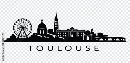 Bild auf Leinwand Toulouse france city skyline silhouette vector illustration