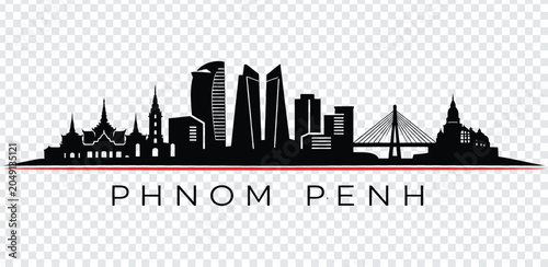 Foto Phnom penh city skyline silhouette vector illustration