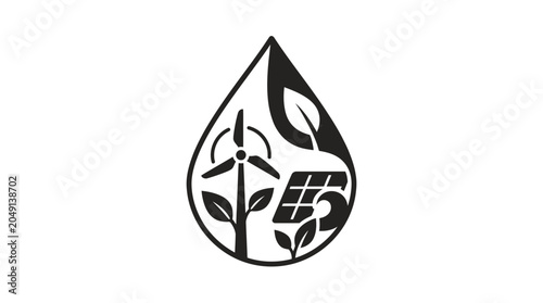 Renewable Energy and Water Conservation Icon