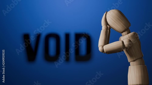 Void concept animation, mannequin touching mirror turning into darkness, existential emptiness and psychological void, minimal dark 3D render