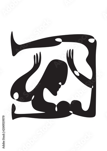 Fotografie Abstract human figure, black silhouette person